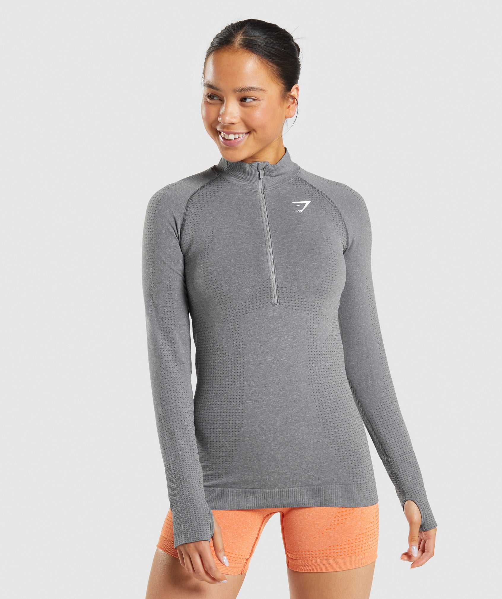 Vital Seamless 2.0 1/2 Zip Pullover in Smokey Grey Marl - view 1