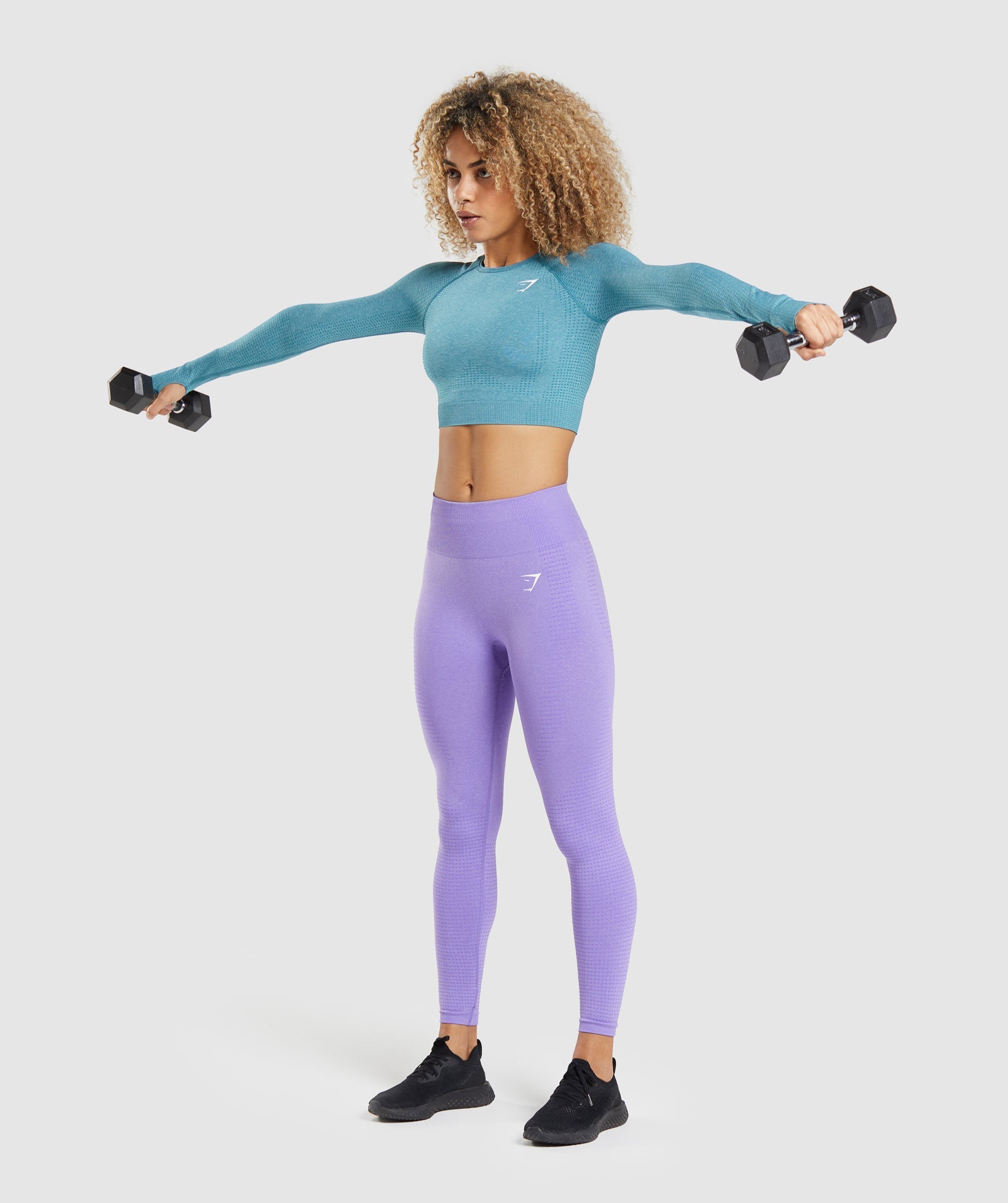 Vital Seamless 2.0 Long Sleeve Crop Top in Tahoe Teal Marl