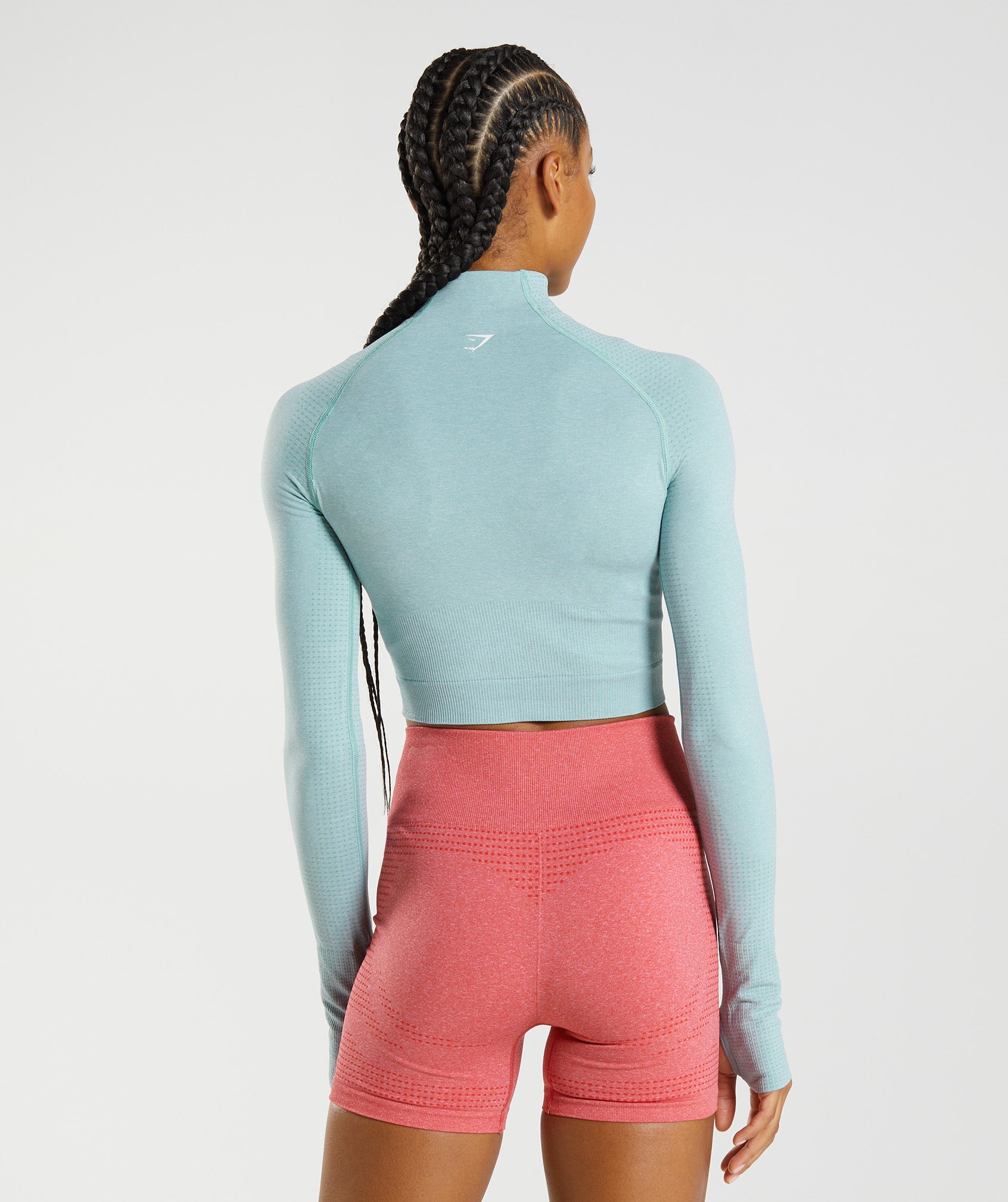 Vital Seamless 2.0 High Neck Midi Top in Pearl Blue Marl