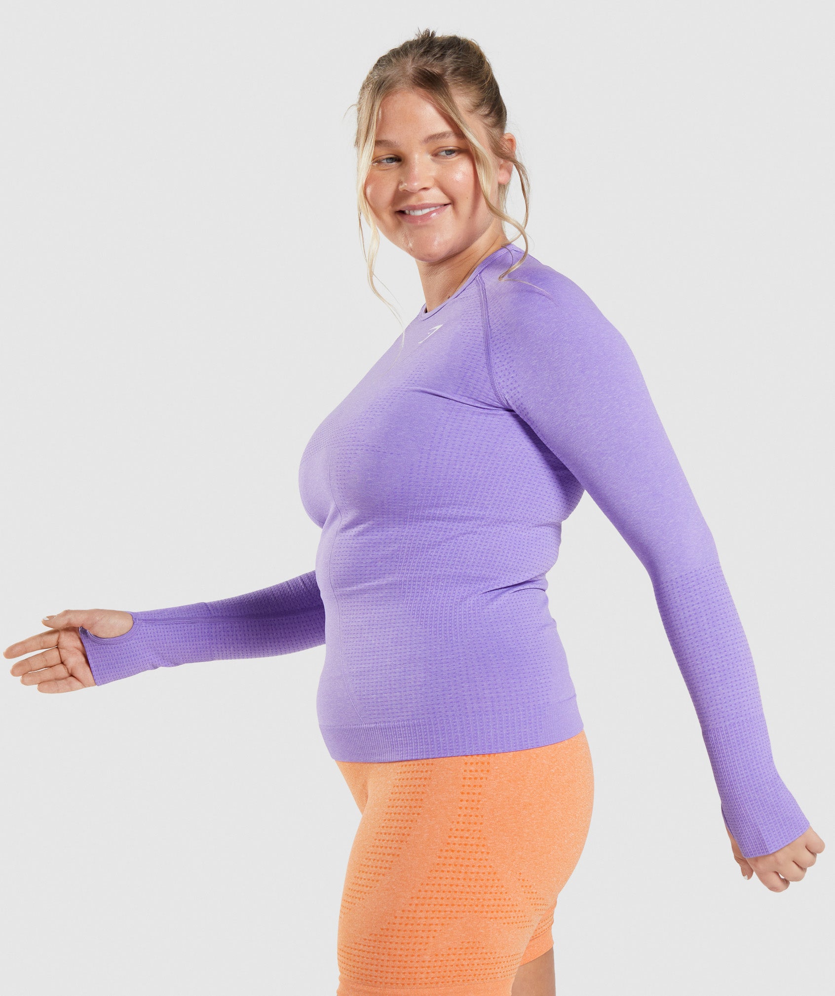 Vital Seamless 2.0 Long Sleeve Top in Bright Purple Marl - view 3