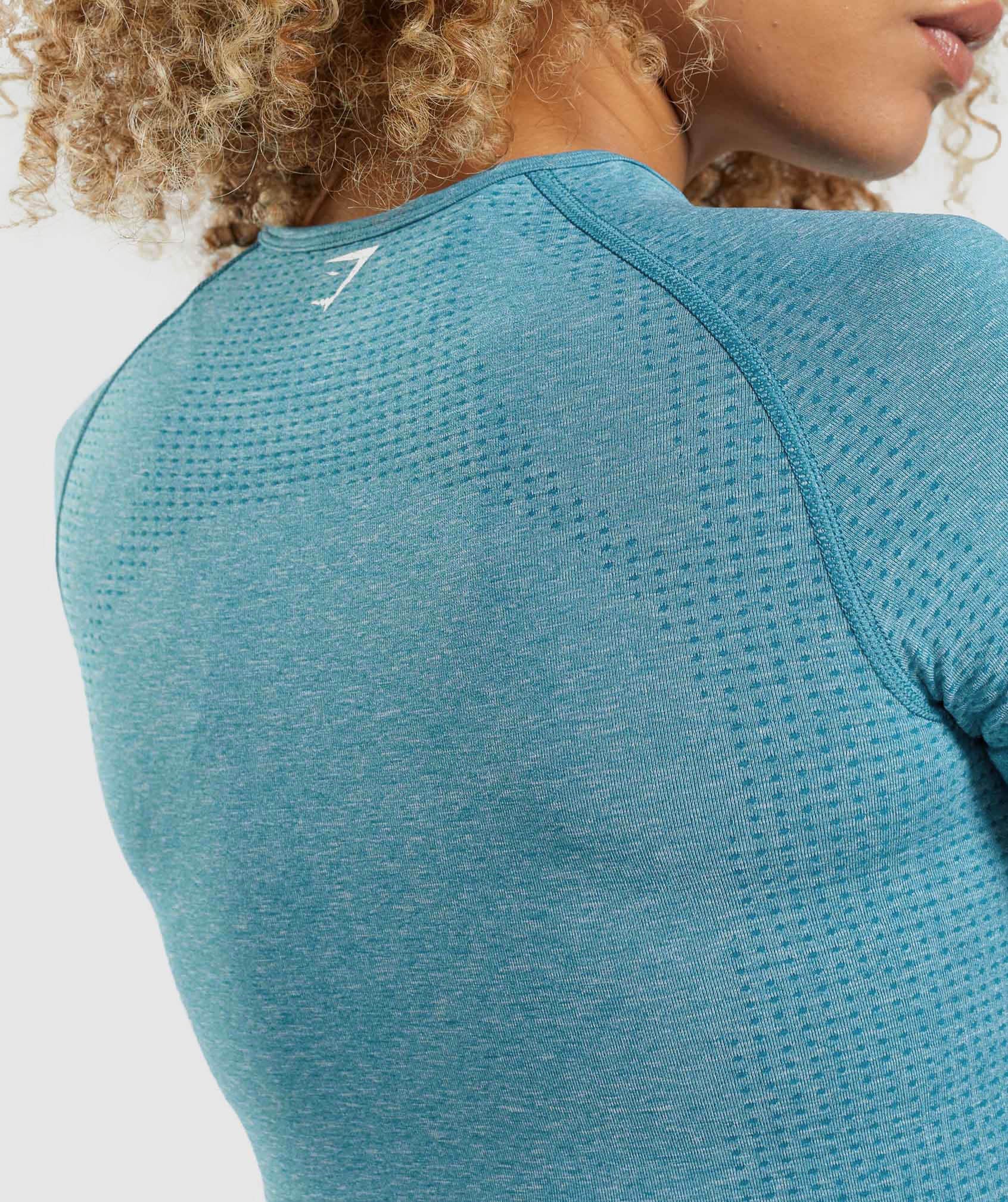 Gymshark Vital Seamless 2.0 Long Sleeve Top - Tahoe Teal Marl