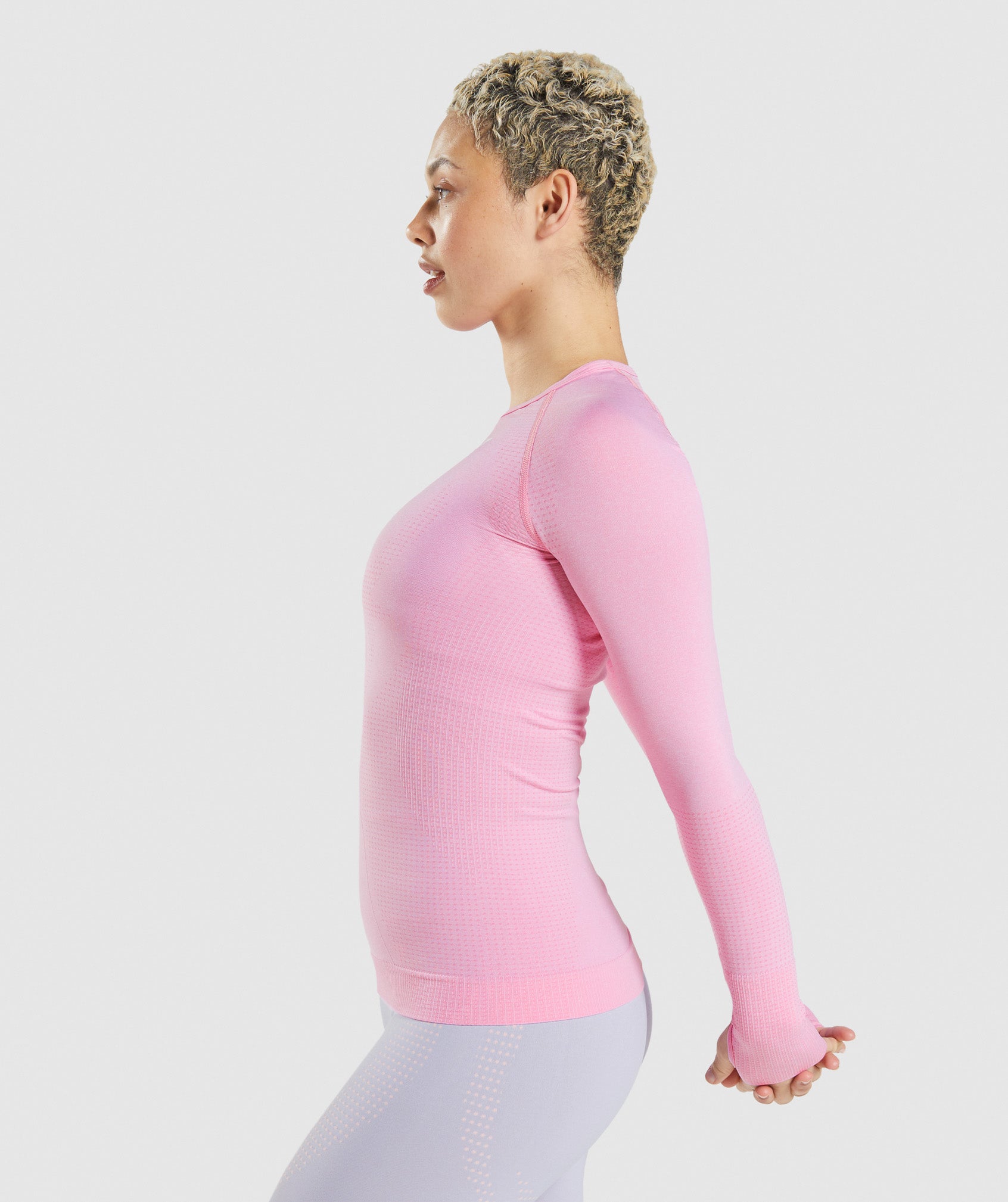 Gymshark Seamless Airflow Gray & Pink Compression Athletic Shirt womens  medium