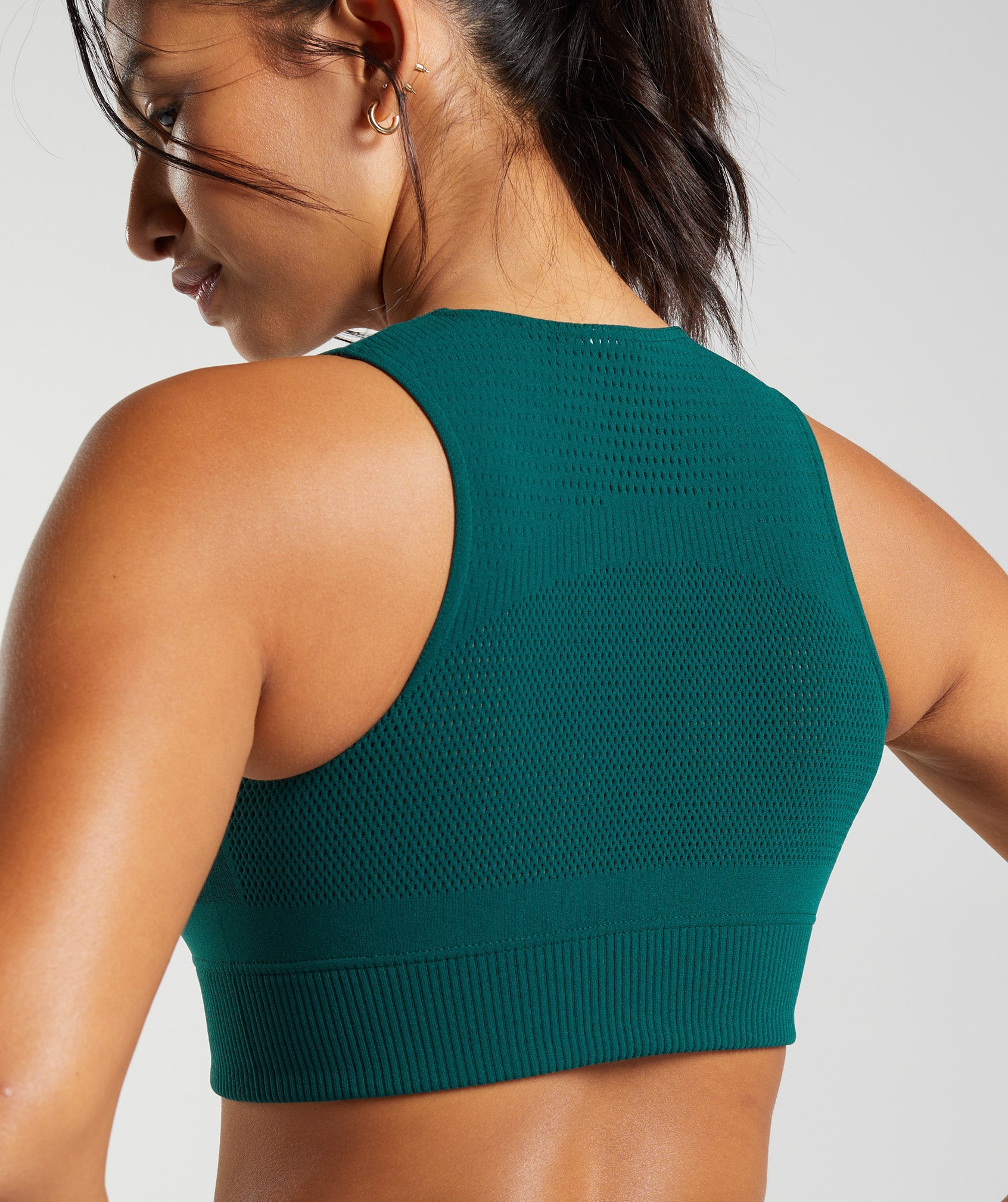 Warp Knit Crop Top in Woodland Green