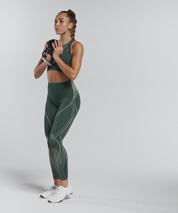 Gymshark Fit Seamless Leggings Womens Large Gray Green