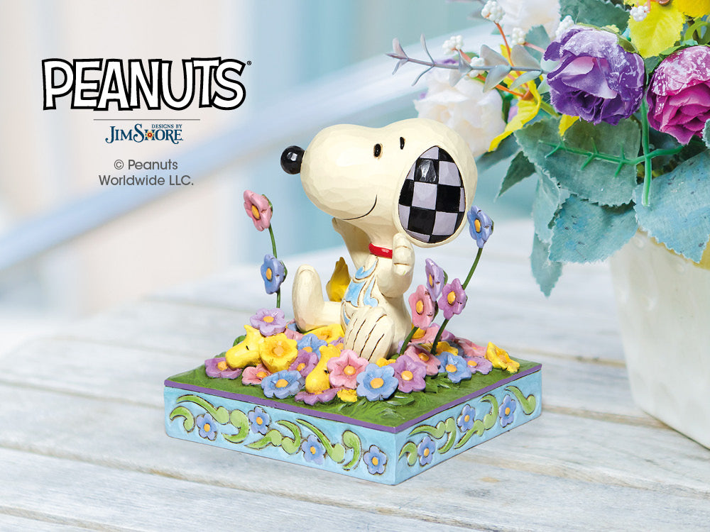 Bouncing into Spring (Snoopy in bed of Flowers Figuirne)