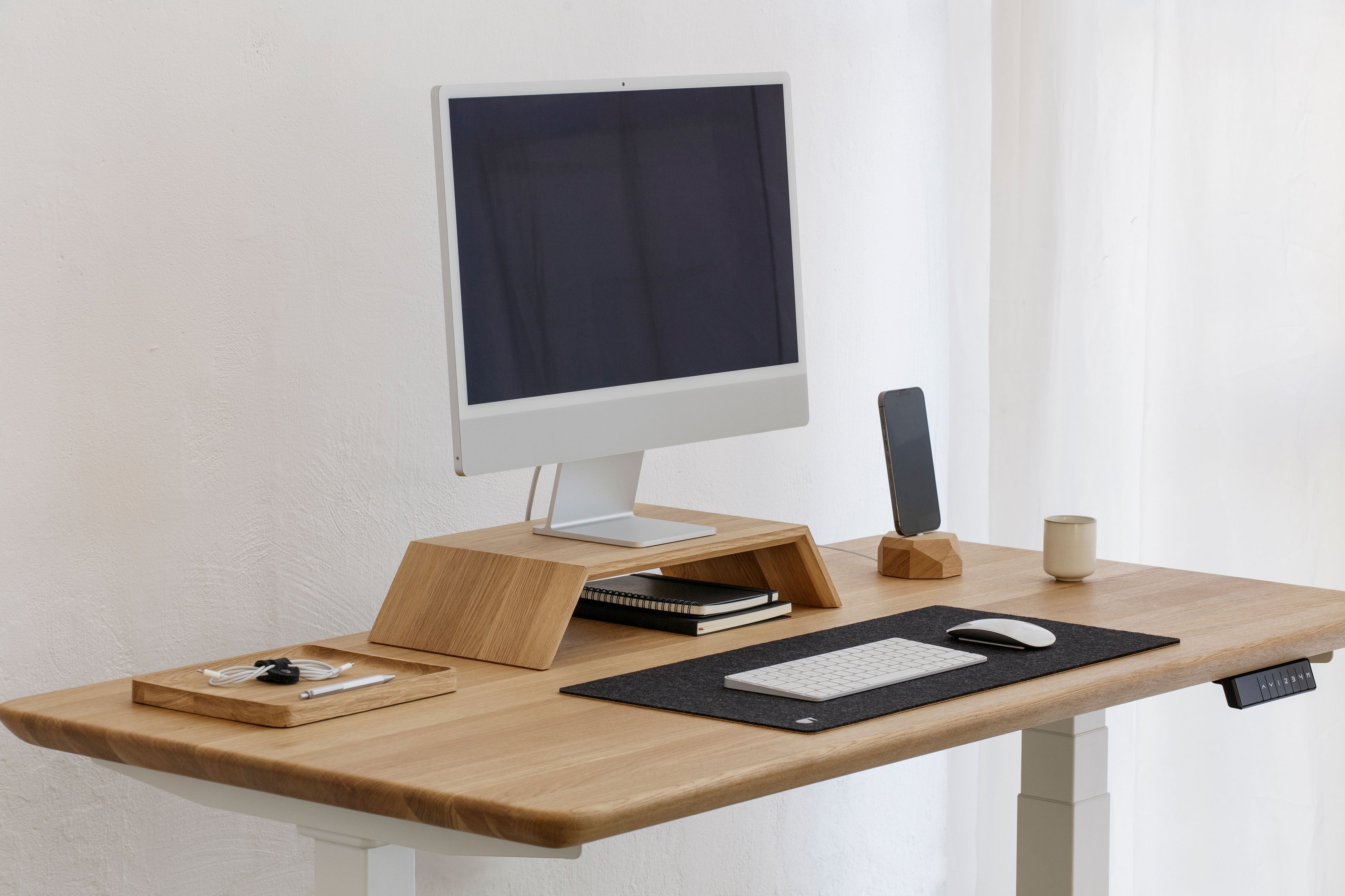 Support de moniteur unique en bois avec tiroirs Support pour iMac