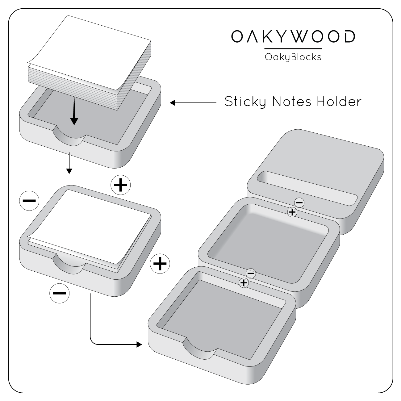 Sticky Notes Holder - OakyBlocks