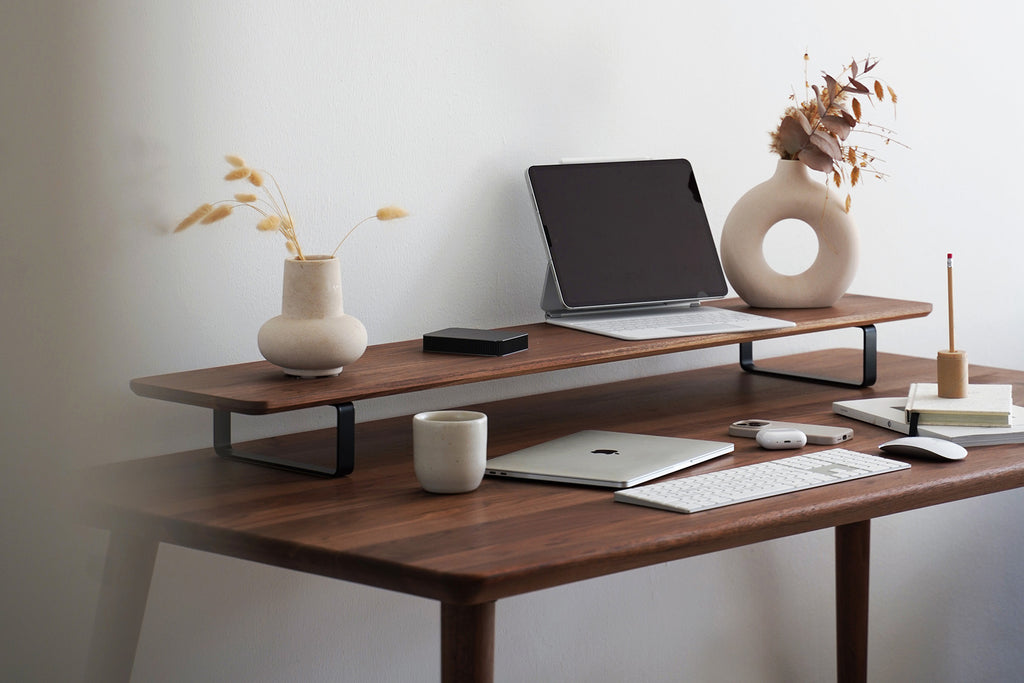 desk shelf desk setup