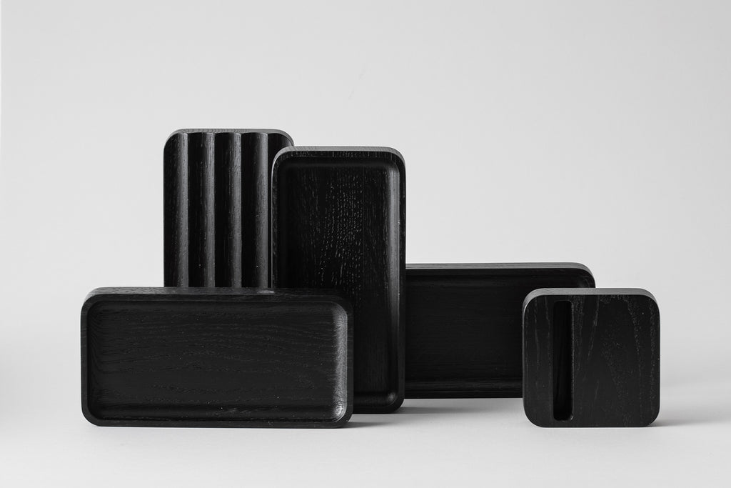 black wooden desk organizers