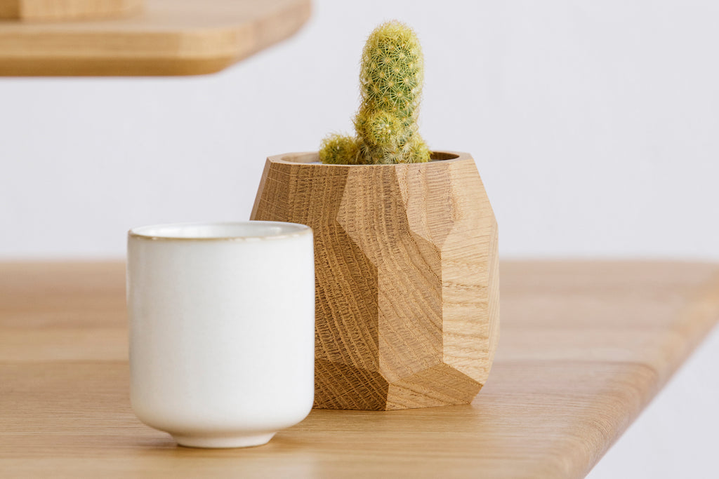 geometric wooden plant pot