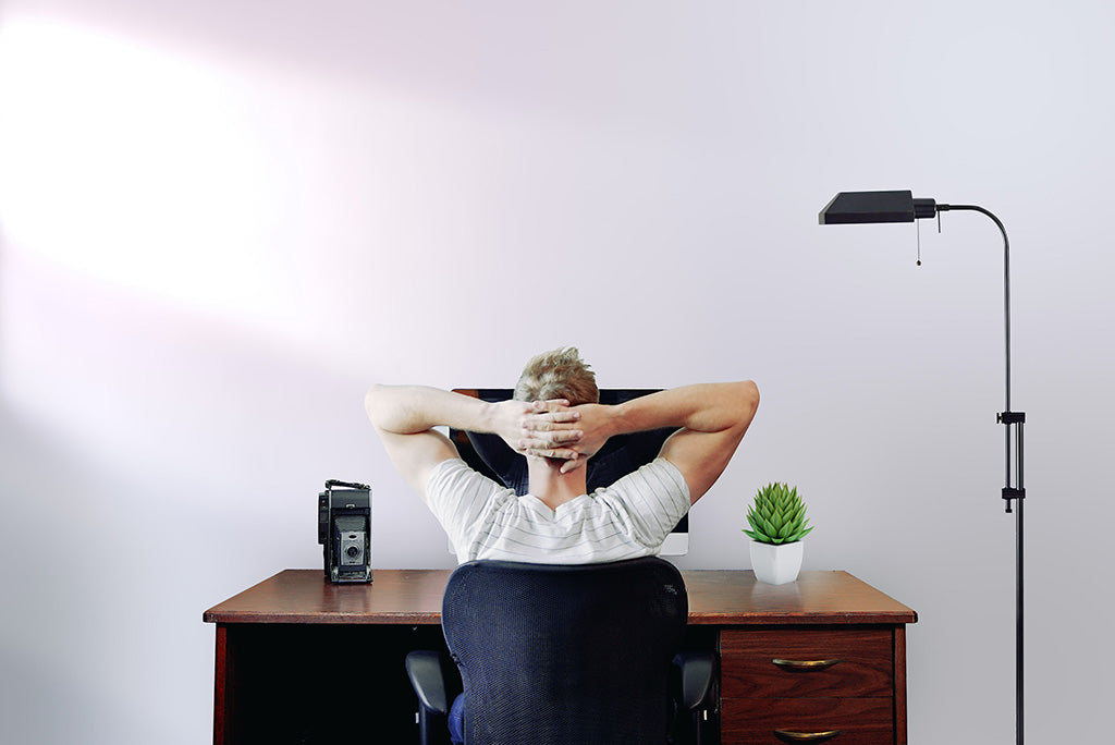 man sitting in home office