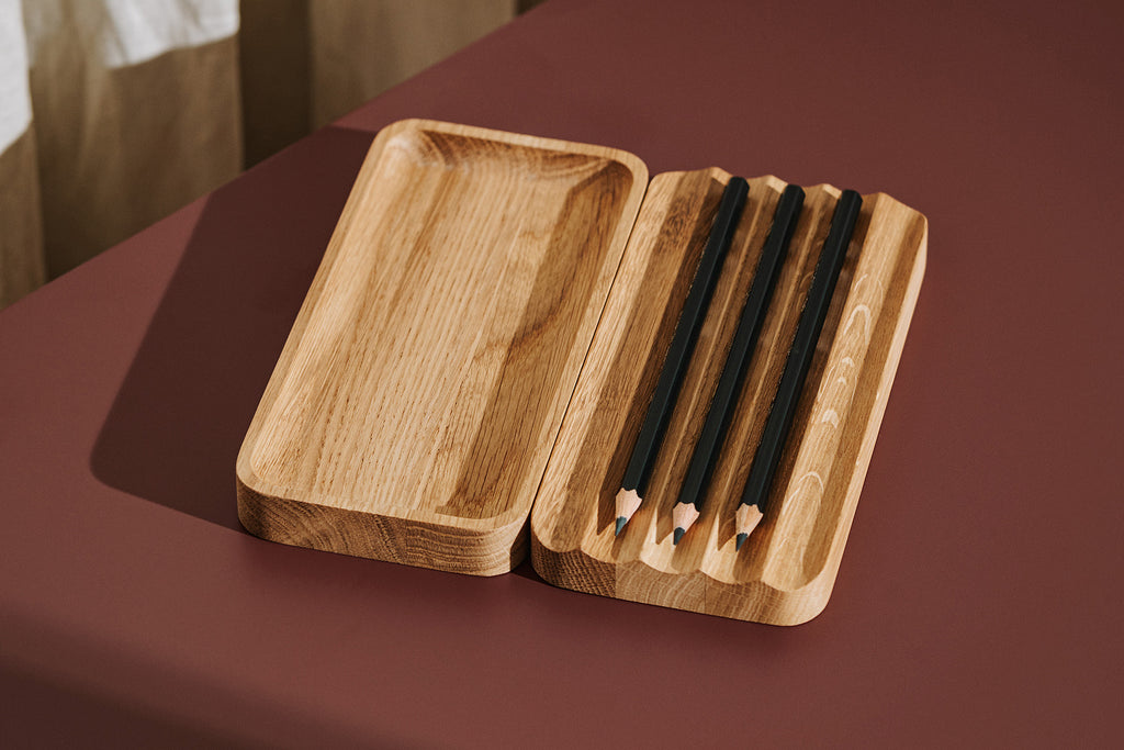 wooden pen tray