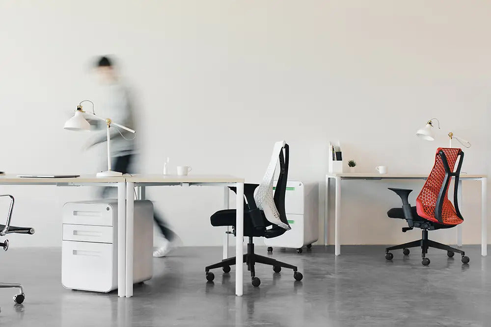modern office blurred man