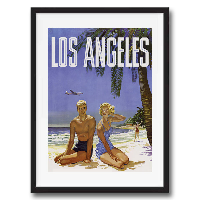 Los Angeles USA retro vintage travel poster art print framed and unframed