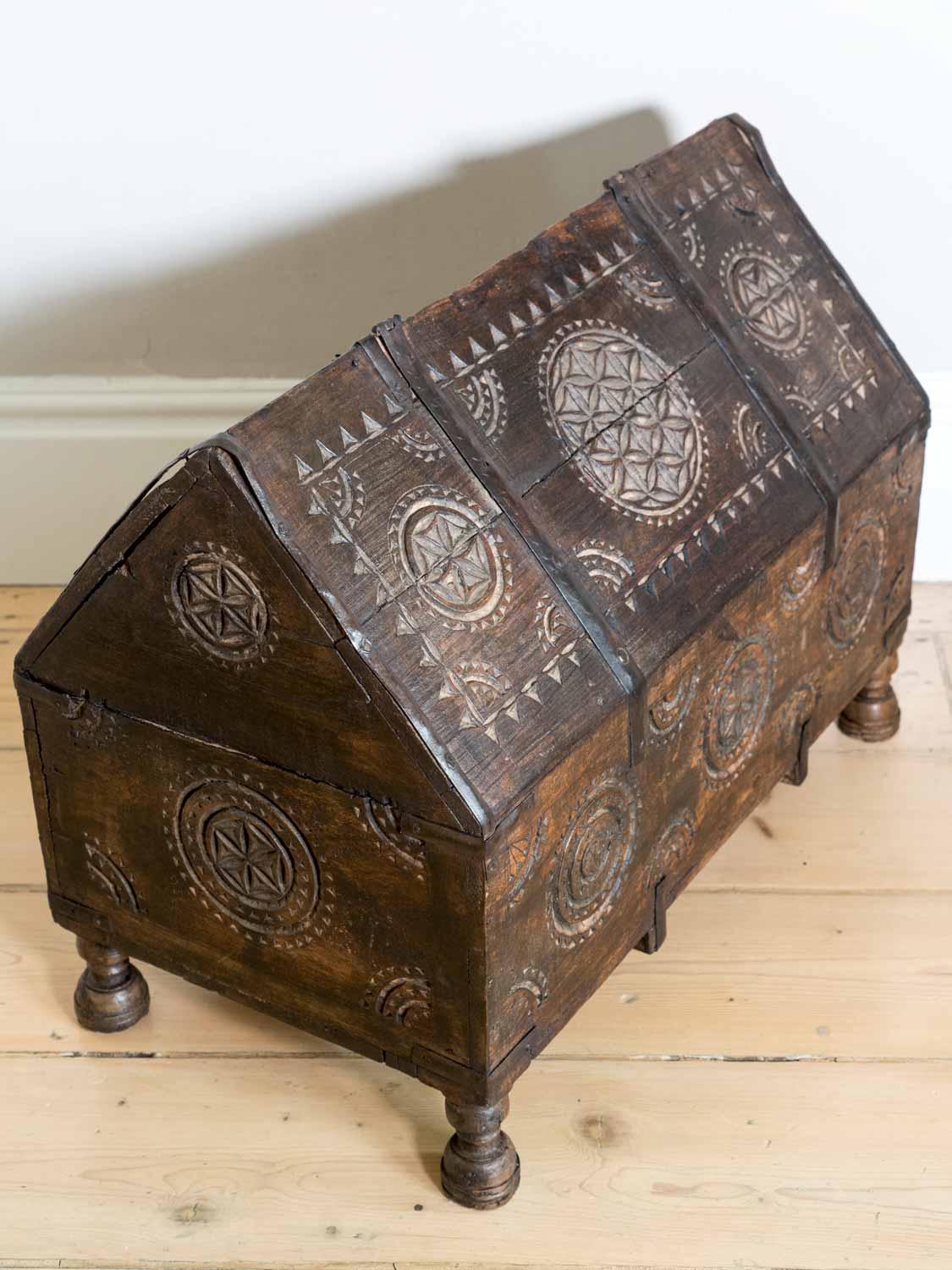 Carved Vintage Indian Dowry Chest