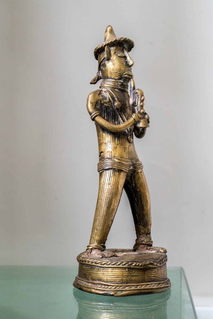 Brass Sculpture of an Indian Saxophone Player 2