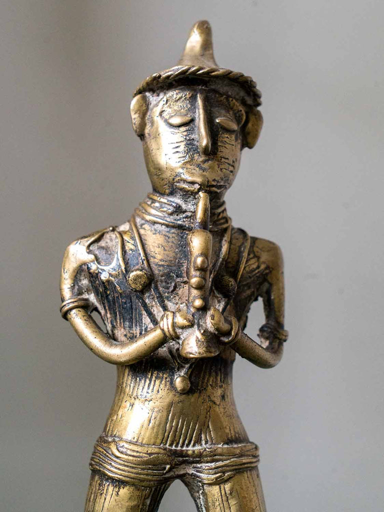 Brass Sculpture of Saxophone Player 1