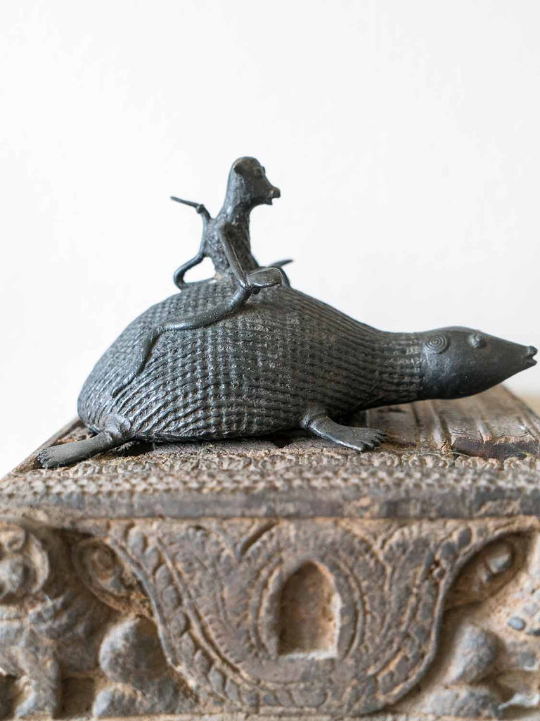 Bronze Sculpture of a Monkey Riding a Turtle