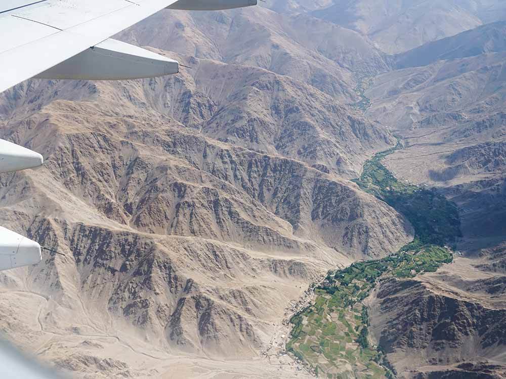 Threads of green in the barren landscape of Ladakh