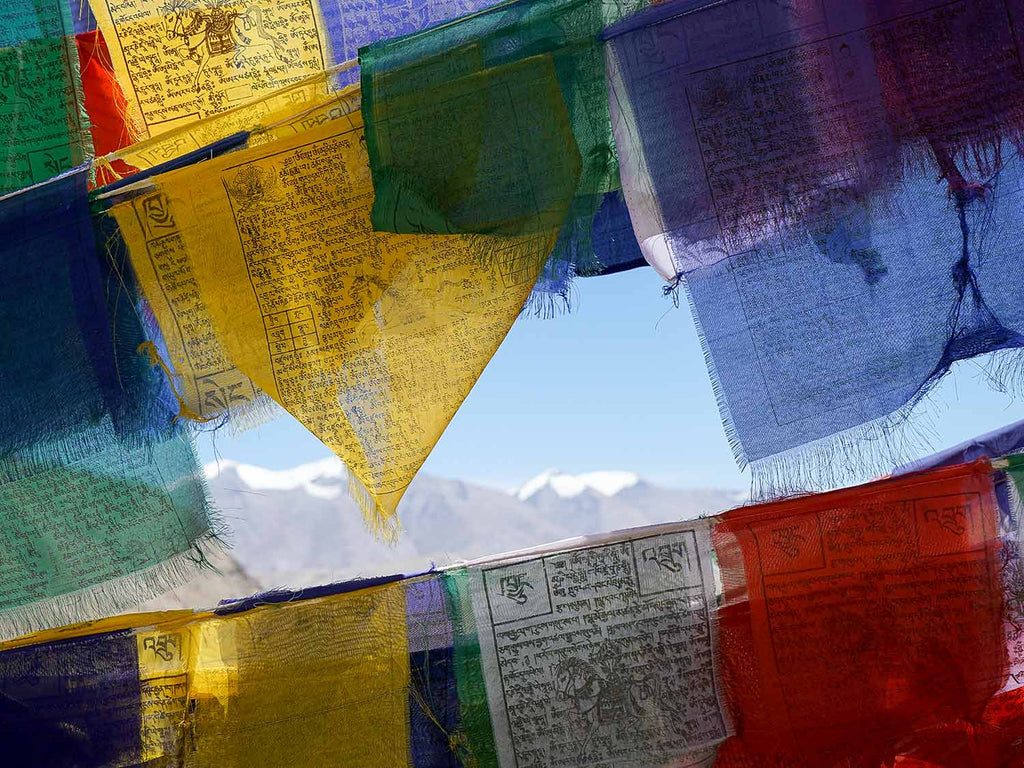 Prayer flags on the 4970m Polokongka La between Tso Kar and Tso Moriri