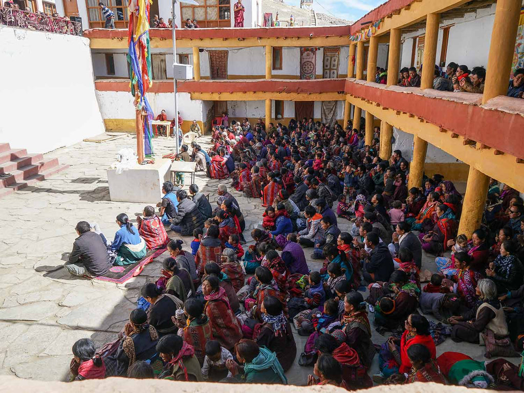 Crowds in Korzok Monastery courtyard