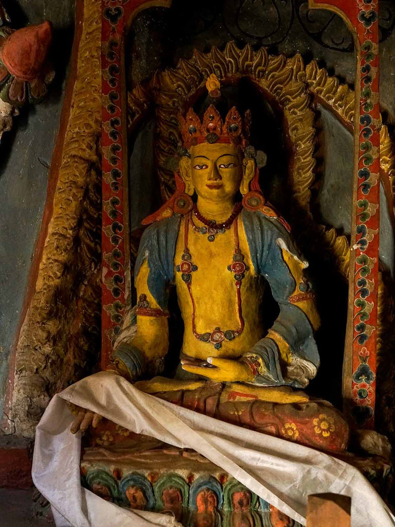 Ratnasambhava Buddha in the old chapel at Lamayuru, Ladakh