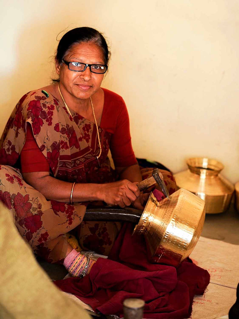 Making metal water pots in Wadhwan, Gujarat