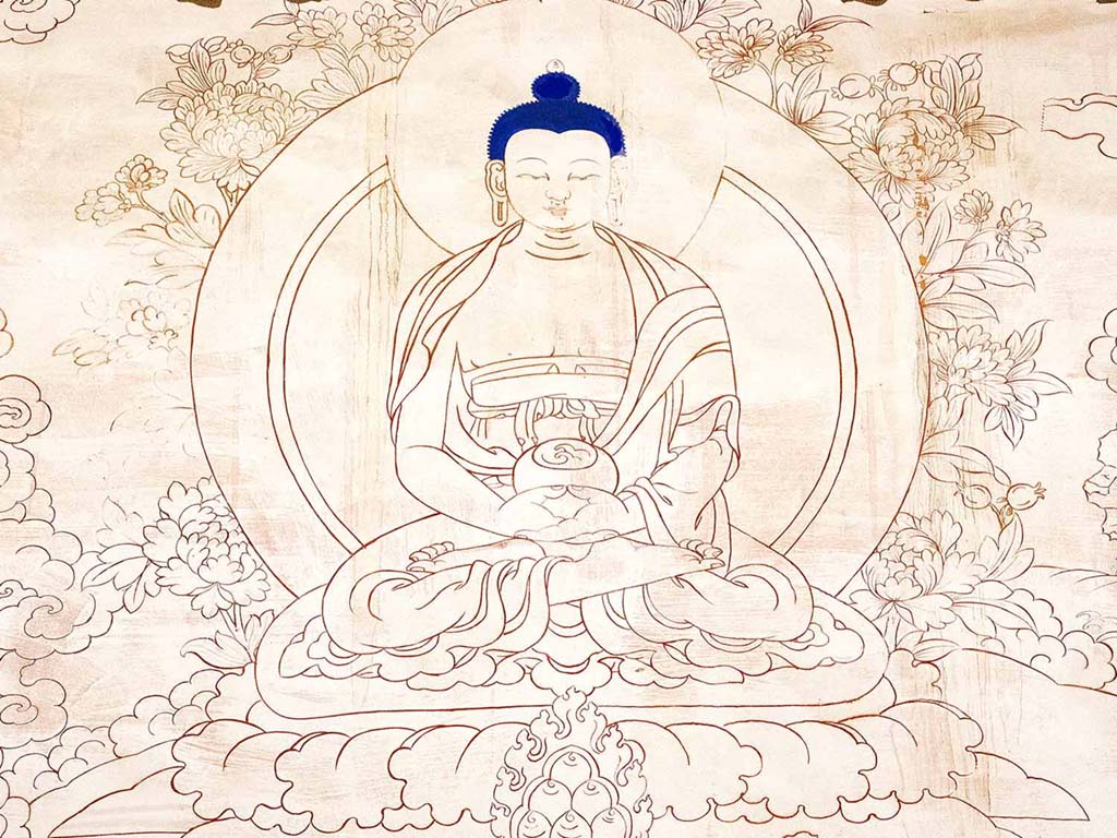 Painting of the Buddha at Samye monastery, Tibet