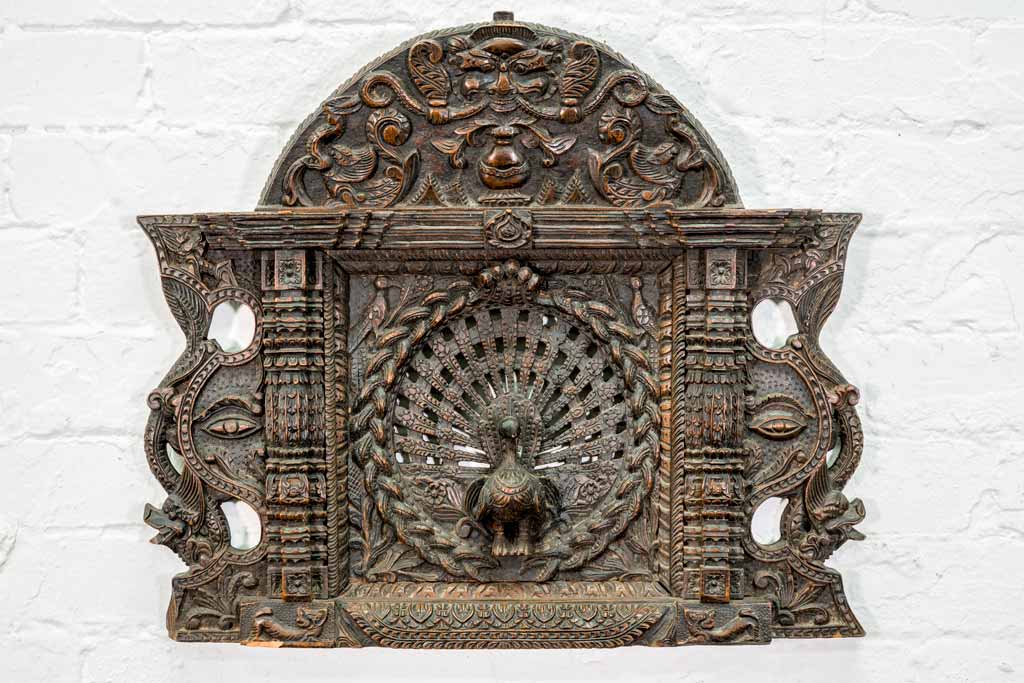 Finely Carved Peacock Wall Panel