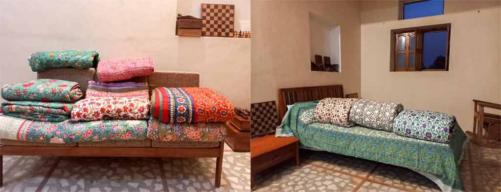Quilts in Rajesh's house in Nawalgarh.