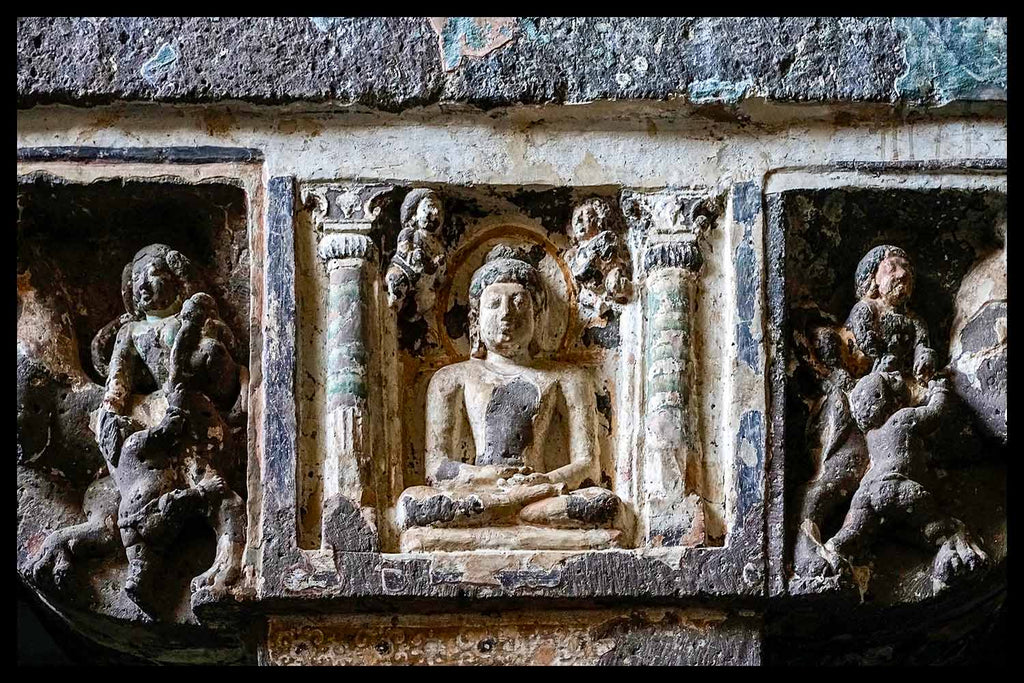 Meditating Buddha, cave 19, Ajanta