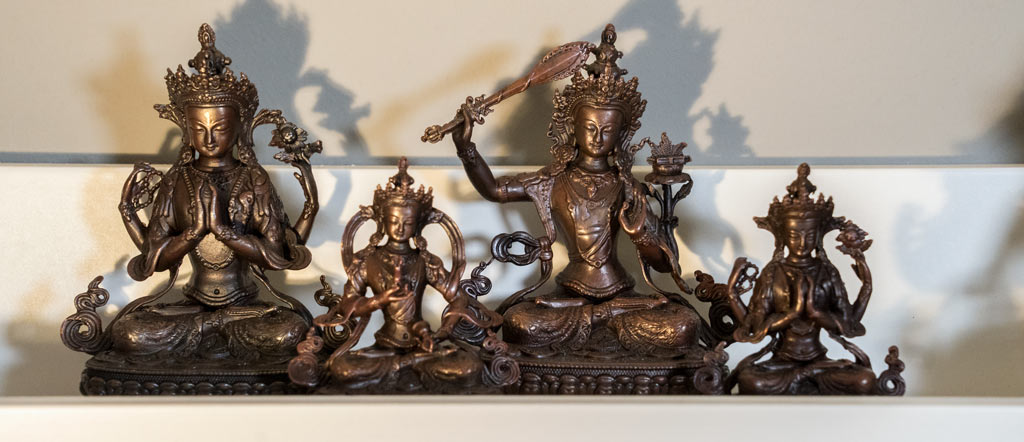 Oxidised copper Buddha statues