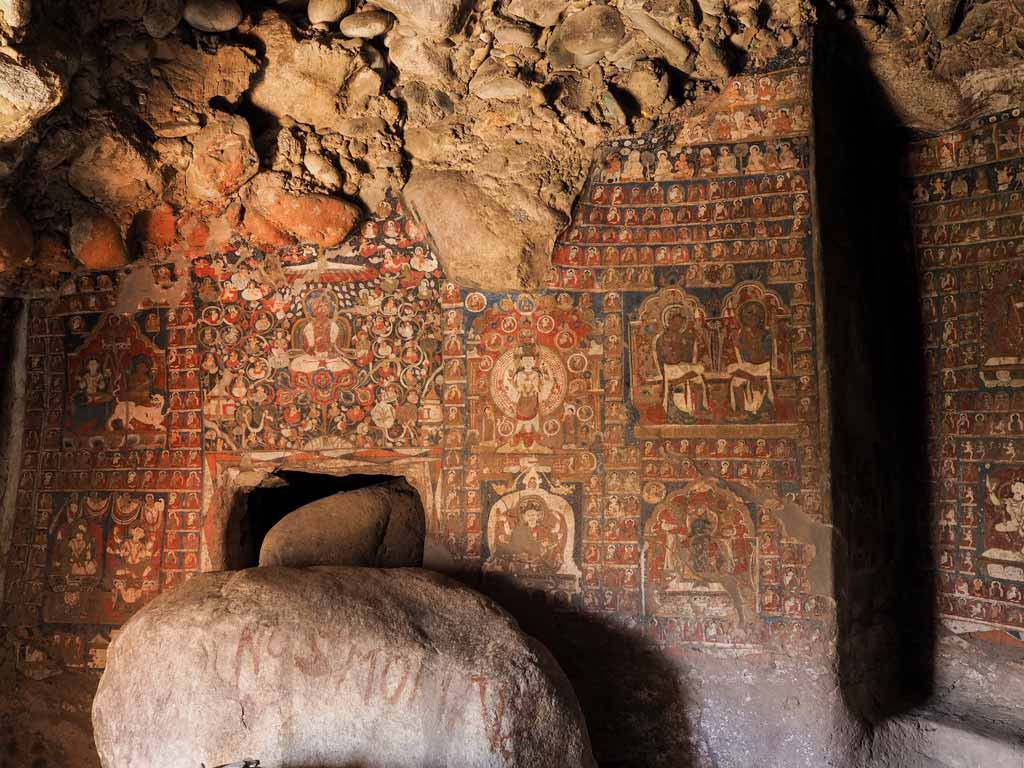 12th Century Buddhist Cave Paintings at Saspol, Ladakh