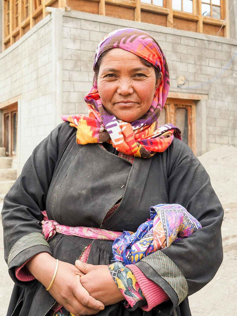 Woman with new house, Kanji, Ladakh