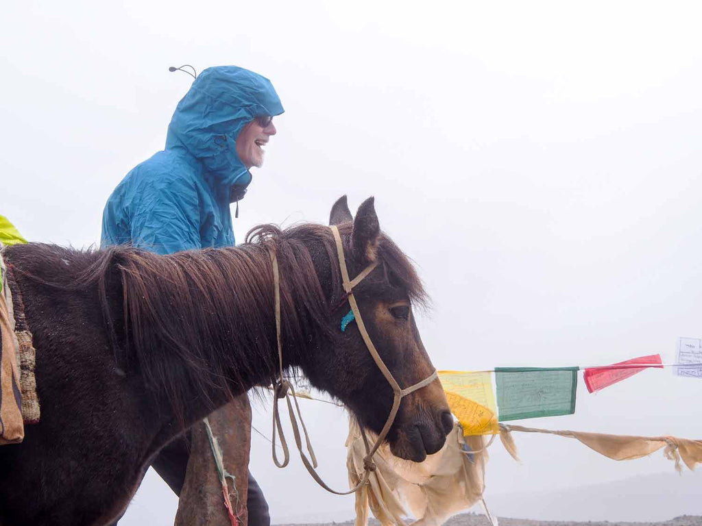 Summit, Pete, prayer flags and horse