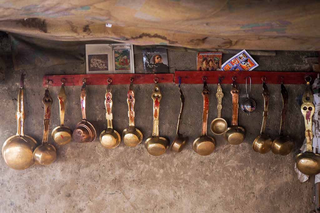 Copper & Brass Ladles in a house in Nierak