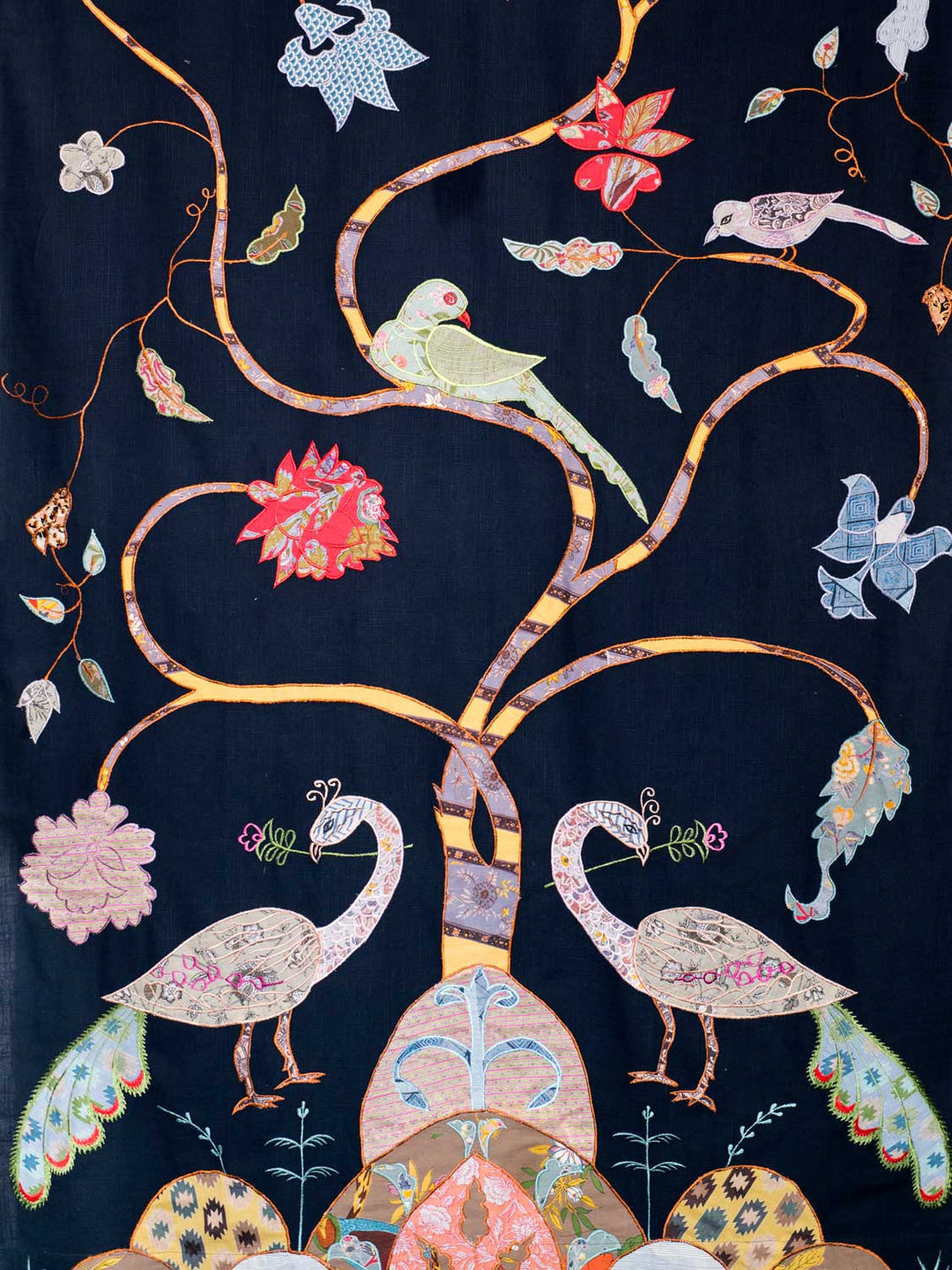 Peacock_Tree of Life Curtains_Navy blue