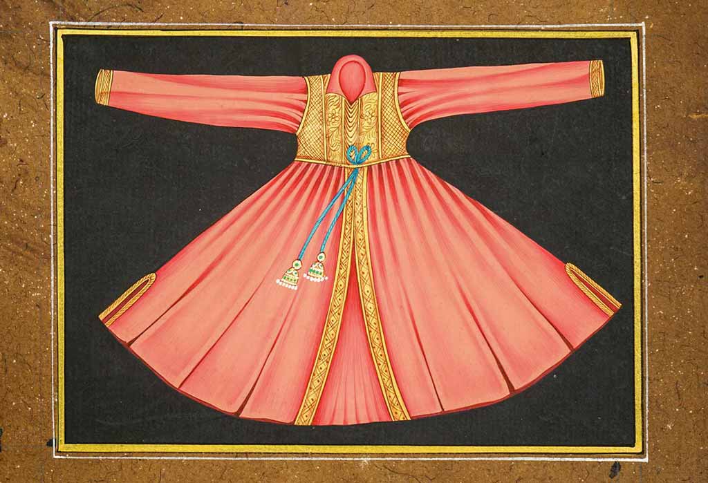 Mukesh Indian miniature painting of a pink dress