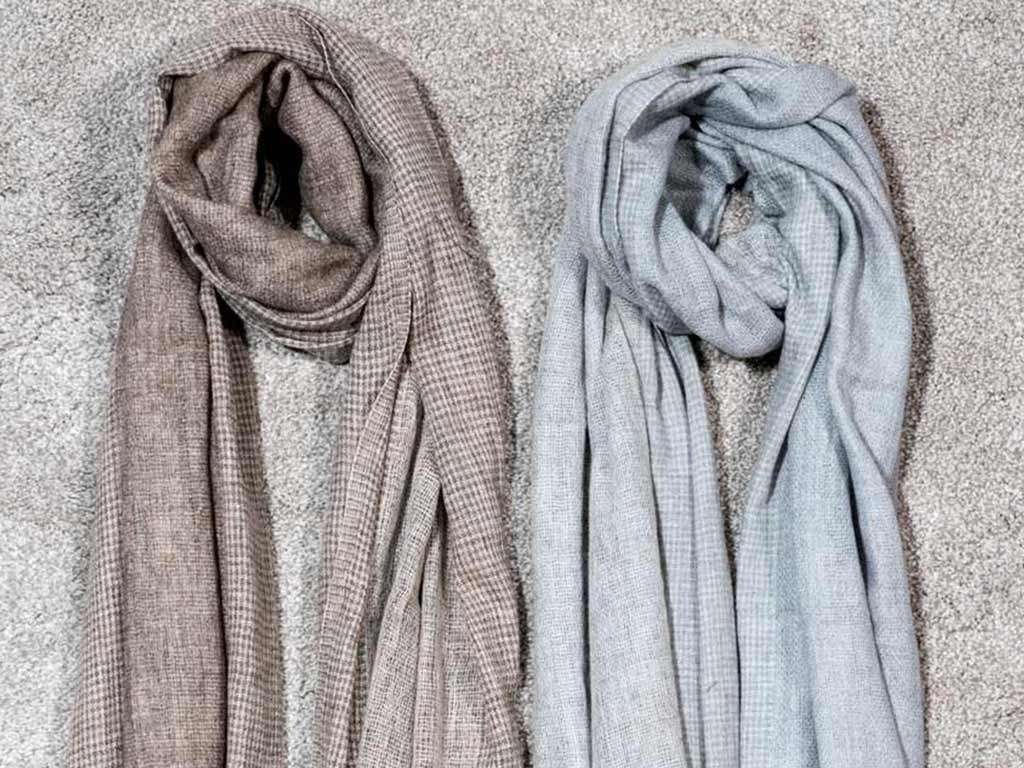 Grey & Natural Cashmere Scarves