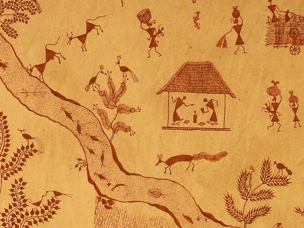Warli painting on a wall