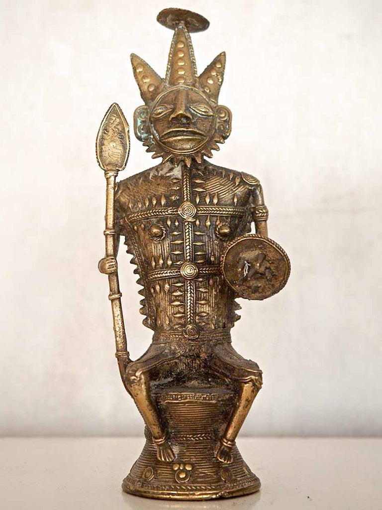 Brass Statue of a Tribal Warrior Chief