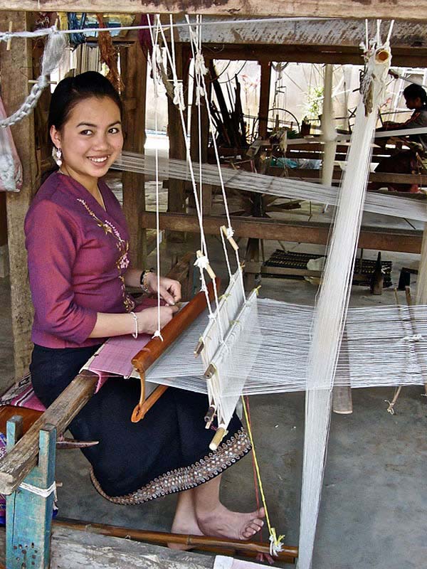 lady weaving, laos