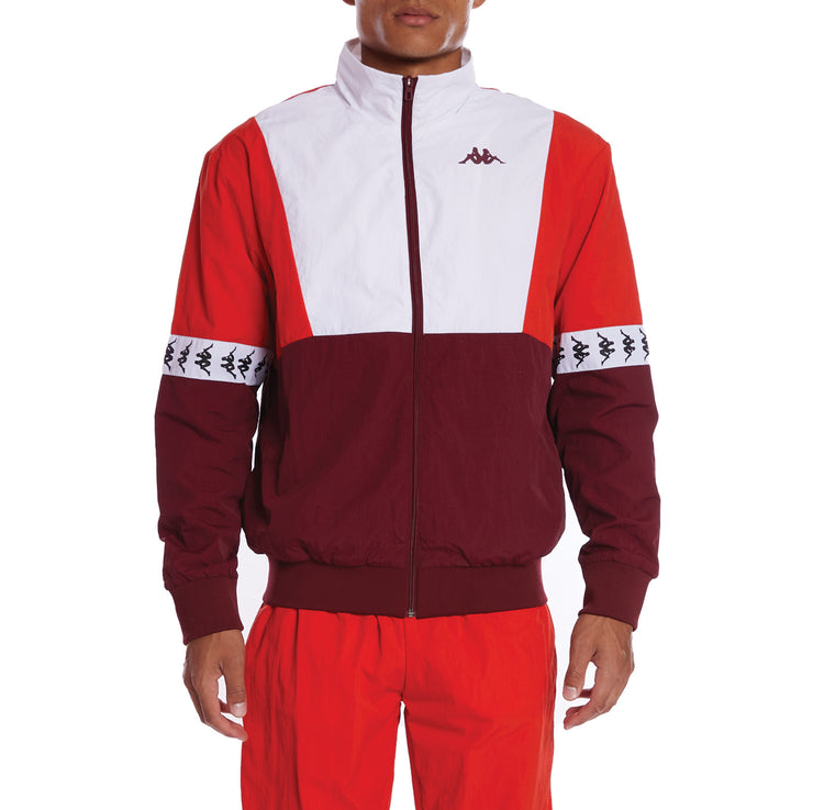 red and white kappa jacket