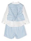 Traje de lino pantalón corto Azul 590 para niño Mimilú