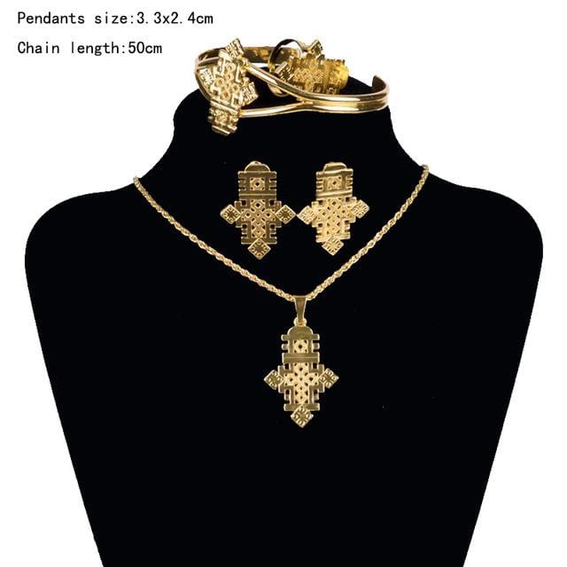 Amazon.com: N//C Ethiopian Gold Jewelry Sets Earrings Pendant Ring  KenyaTraditional African bridal Habesha Women Party African wedding gift:  Clothing, Shoes & Jewelry