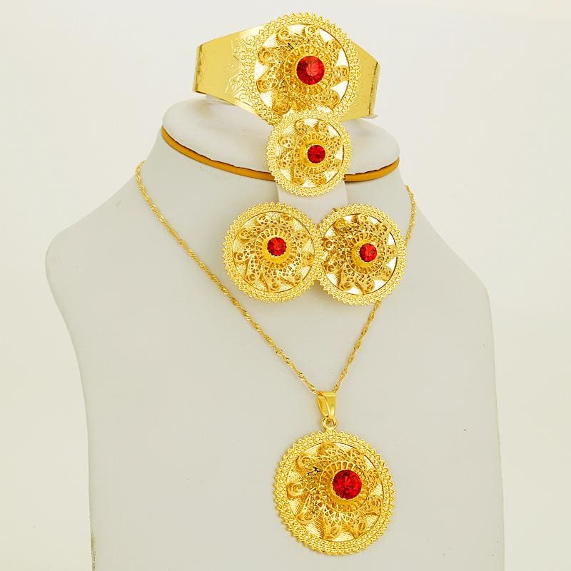 New-Arrival-Coin-Jewelry-sets-Ethiopian-Gold-Coin-Pendant-Necklace-Ear