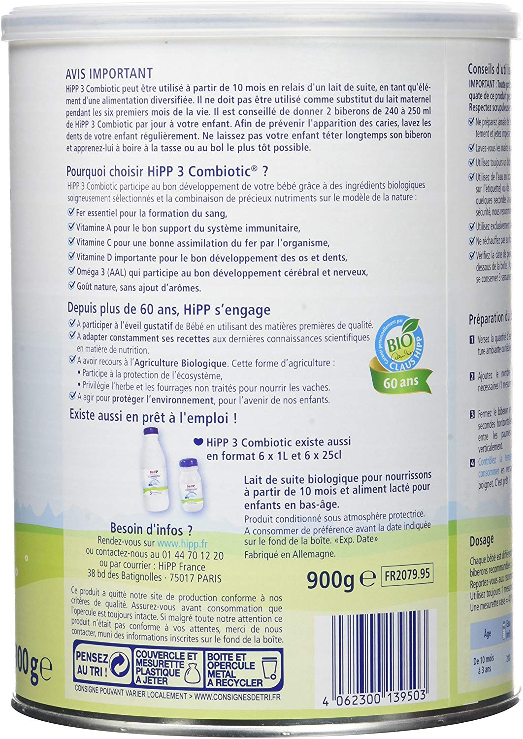 Hipp Biologique 3 Lait Combiotic Croissance De 10 Mois A 3 Ans 3 Boites De 900 G 3 Boites De 900 G France Confiance