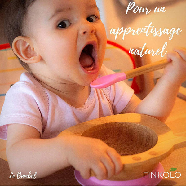 Loriginal Bambol Par Finkolo Vaisselle Apprentissage Forme Panda Bol Ventouse Pour Bebe Et Cuillere En Bambou Naturel Le Repas De Bebe Youngunsofarizona Bebe Puericulture