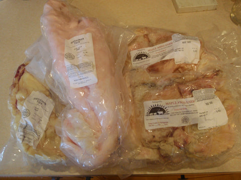 packages of beef fat and pig fat