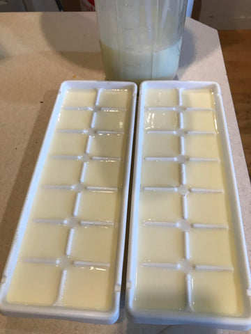 milk in ice cube tray